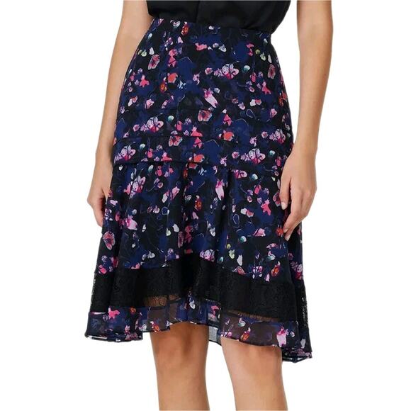 JASON WU Collective Multicolor Floral Print Tiered Layered Skirt Women's 12 - Picture 1 of 4